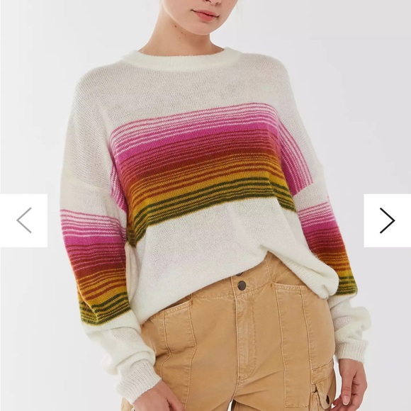 UO Sofia Striped Brushed Knit Sweater - Picture 1 of 7